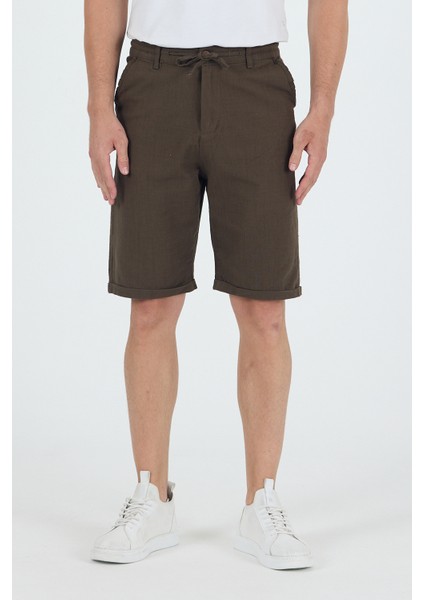 Erkek Slim Fit Keten Chino Şort