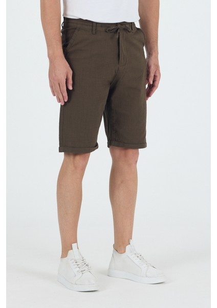 Erkek Slim Fit Keten Chino Şort fırsatları