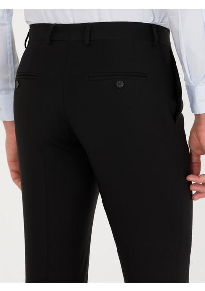 Erkek Siyah Slim Fit Kumaş Pantolon 50267708-VR046