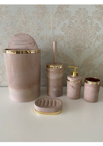 Parça Mermer Desen Banyo Seti / Wc Fırçalık, Sıvı - Katı Sabunluk, Çöp Kovası, Diş Fırçalık fiyatları