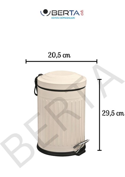 Vintage Banyo Seti Krem Çöp Kovası 5lt Tuvalet Fırçası Lüks Model - Mini Boy Çöp Poşeti Hediyelidir