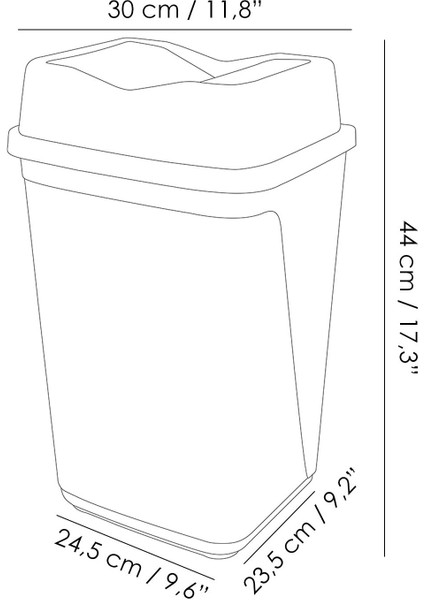 Çift Kapaklı Plastik Çöp Kovası - Ev Ofis Banyo Mutfak Çöp Kovası Gri 20 Litre indirimleri