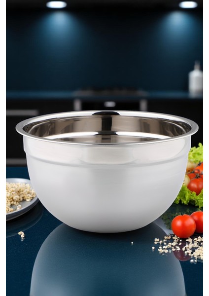 Inox Ölçekli Derin Kase - 22 cm 1.6 Litre Karıştırma Kabı Profesyonel 304 Paslanmaz Çelik 721841