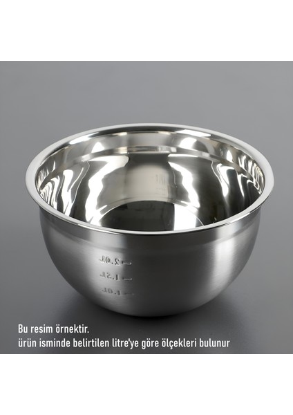 Inox Ölçekli Derin Kase - 22 cm 1.6 Litre Karıştırma Kabı Profesyonel 304 Paslanmaz Çelik 721841 modelleri