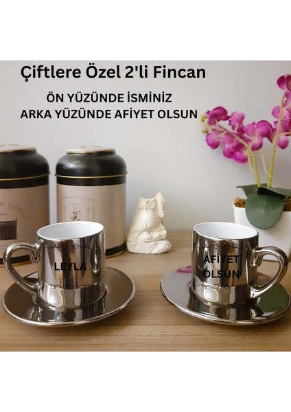 Çiftlere Özel Afiyet Olsun Temalı Isimlerinizin Bulunduğu 2'li Türk Kahvesi Fincanlar fiyatları