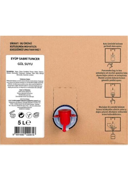 Eyüp Sabri Tuncer Gül Suyu 5 Lt - Bag In Box