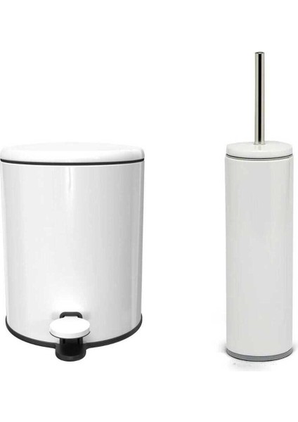 Primanova Cigo Çöp Kovası Beyaz + Cigo Tuvalet Fırçası Beyaz