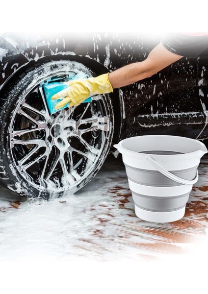 12 Litre Katlanabilir Kova Katlanır Akordiyon Su Kovası ve Banyo Açık Gri fiyatları
