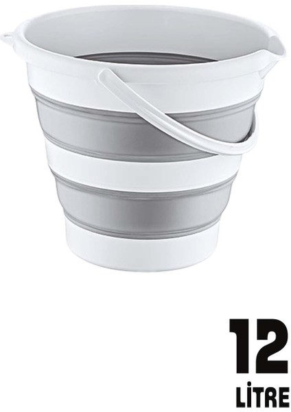 12 Litre Katlanabilir Kova Katlanır Akordiyon Su Kovası ve Banyo Açık Gri modelleri