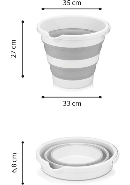 12 Litre Katlanabilir Kova Katlanır Akordiyon Su Kovası ve Banyo Açık Gri fırsatları