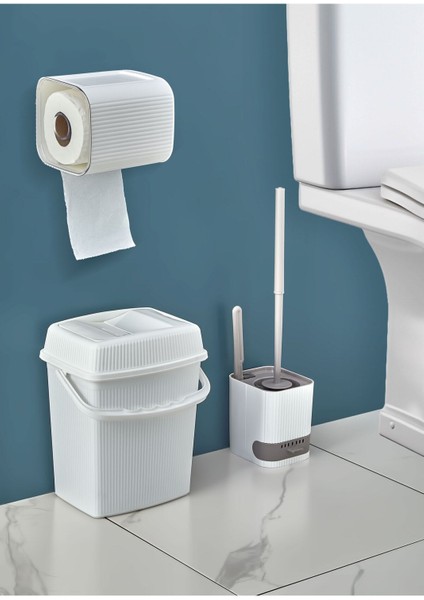 3'lü Banyo Seti Tuvalet Kağıtlığı/ Asmalı Pis Su Hazneli Tuvalet Fırçası/ Tuvalet Çöp Kovası 5 Litr