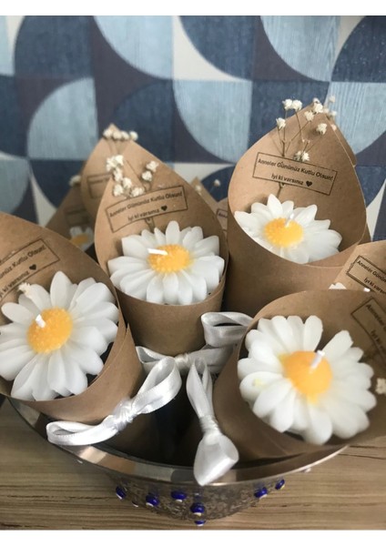 15 Adet Papatya Kokulu Buket Mumler, Düğün, Nişan, Söz, Kadınlar ve Anneler Günü Hediyesi