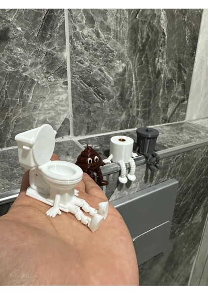 4'lü Eğlenceli Banyo Dekoratif Figür Seti /tuvalet Kağıdı, Kaka Emojisi, Çöp Kovası, Klozet Aksesua fırsatları