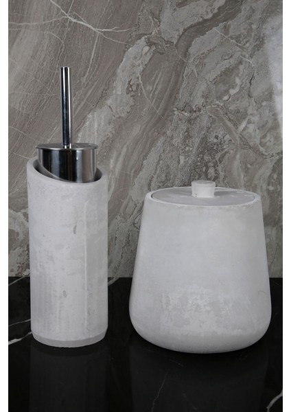11 Parça Mermer Desenli Beton Banyo Seti Katı Sıvı Sabunluk Diş Fırçalık Çöp Kovası Tütsülük Tepsi modelleri