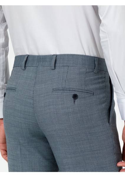 Erkek Açık Lacivert Slim Fit Yün Karışımlı Kumaş Pantolon 50255280-VR059