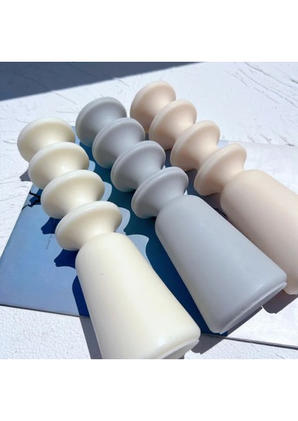 Doğal Soya Wax Soyut Sutun Temalı Silindir Dekoratif Mum Açık Mavi modelleri