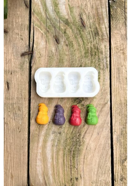 3D Kardan Adam Mini Dörtlü Silikon Mum Kalıbı Beyaz 1 Adet indirimleri