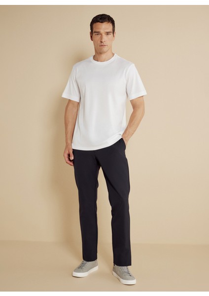 Bisiklet Yaka Beyaz Erkek T-Shirt BBSS25MTS025