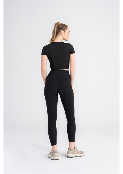 Kadın Toparlayıcı Spor Tayt Yüksek Bel, Dar Paça Siyah modelleri