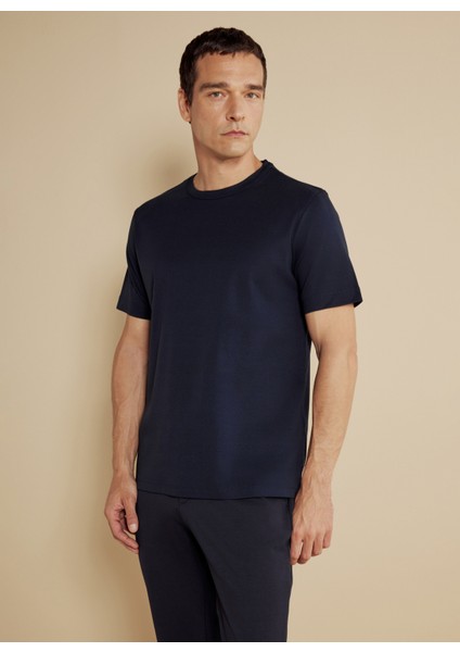 Bisiklet Yaka Lacivert Erkek T-Shirt BBSS25MTS025 fiyatları