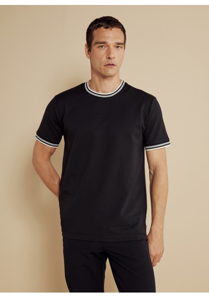 Bisiklet Yaka Siyah Erkek T-Shirt BBSS25MTS024 fiyatları