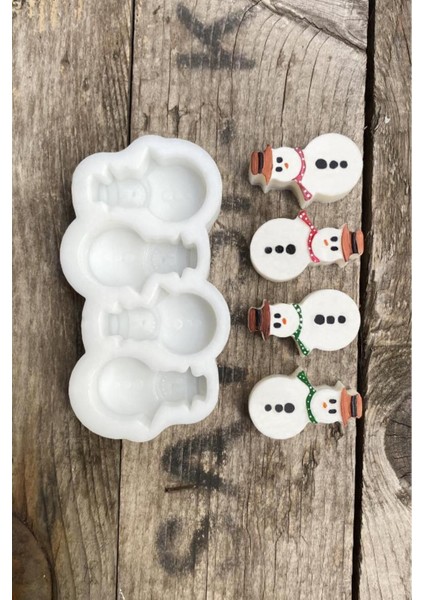 Mini Kardan Adam Mum Kalıbı, Silikon, Beyaz, 1 Adet