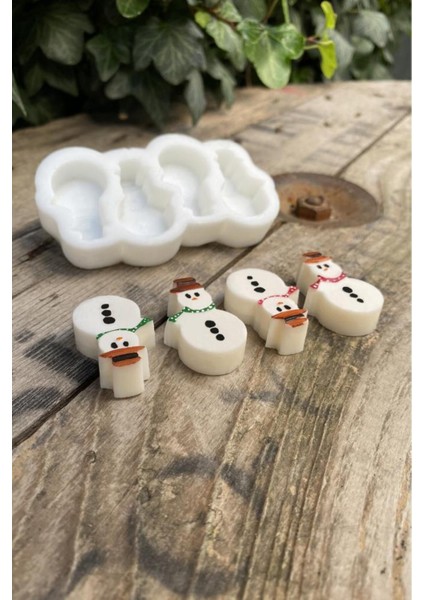 Mini Kardan Adam Mum Kalıbı, Silikon, Beyaz, 1 Adet modelleri