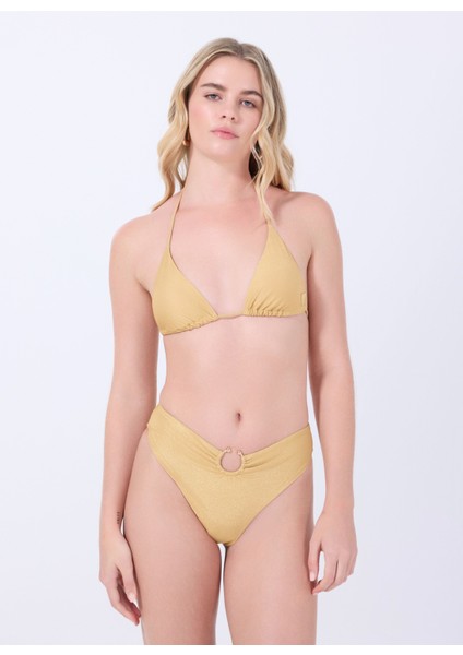 Sarı Kadın Yüksek Bel Normal Kalıp Bikini Alt E4GO11KC632-A21R