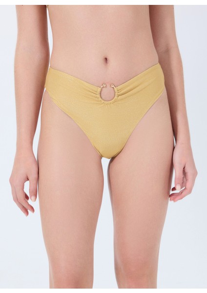 Sarı Kadın Yüksek Bel Normal Kalıp Bikini Alt E4GO11KC632-A21R