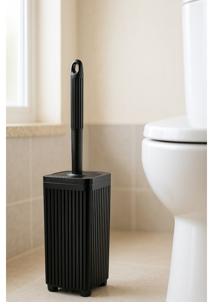 Lines Serisi Siyah Banyo Seti, 5 Parça Akrilik Kare 5 Litre Çöp Kovası, Sabunluk, Fırçalık Takımı 3462 modelleri