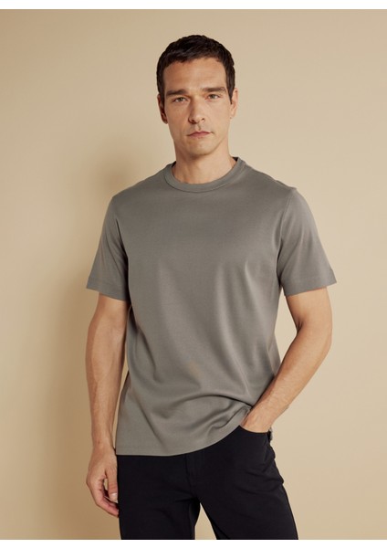 Bisiklet Yaka Gri Erkek T-Shirt BBSS25MTS025