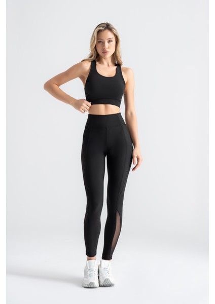 Kadın Sporcu Büstiyer Siyah Renk Destekli Push-Up Askılı Slim Fit Crop fiyatları