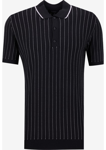 Polo Yaka Basic Jakarlı Siyah Erkek Kazak F4SM-KZK 0713