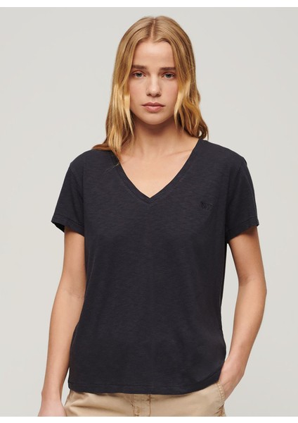 Yuvarlak Yaka Düz Lacivert Kadın T-Shirt W1011122A modelleri