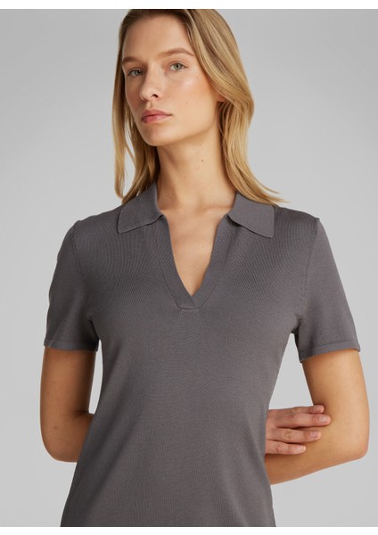 Polo Yaka Düz Gri Mini Kadın Elbise LV047B336GPBT fiyatları