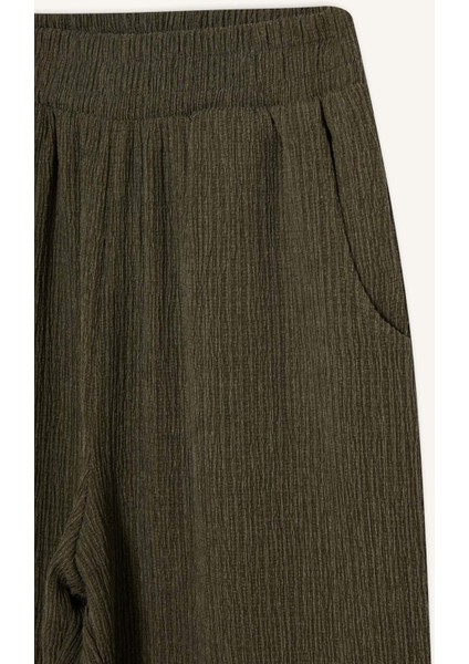 Wide Leg Esnek Belli Geniş Paça Bürümcük Pantolon F6291AX25SM