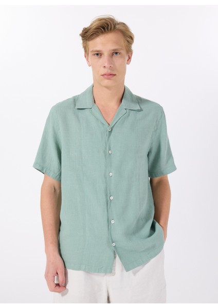 Standart Bebe Yaka Yeşil Erkek Gömlek Mr Hank