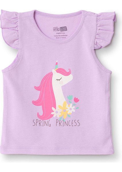 Kız Bebek Basic Tişört Bisiklet Yaka Atlet Kol Koyu Pembe