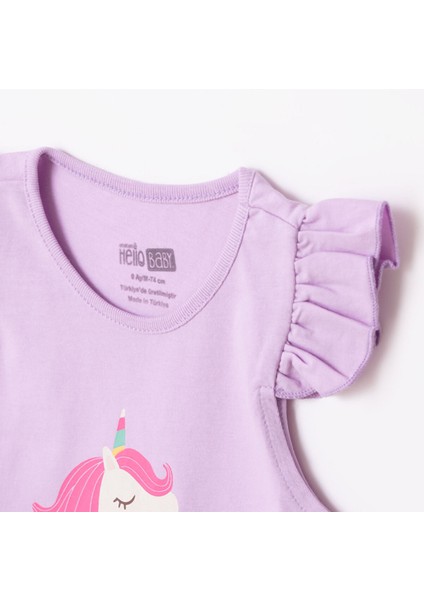 Kız Bebek Basic Tişört Bisiklet Yaka Atlet Kol Koyu Pembe