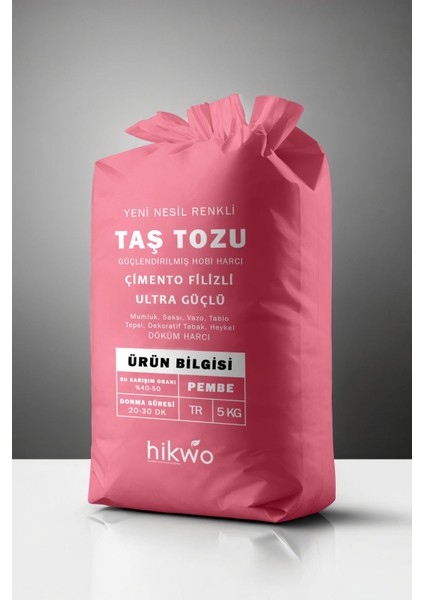 Renkli Taş Tozu ve Döküm Harcı, Pembe, 5 Kg, Yaratıcı ve Güzel Dekorasyon Malzemesi