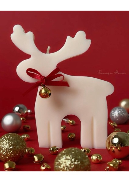 Beyaz Renk Geyik Modeli Dekoratif Mum, Yeni Yıl ve Yılbaşı Için Şık Süslemeler fiyatları