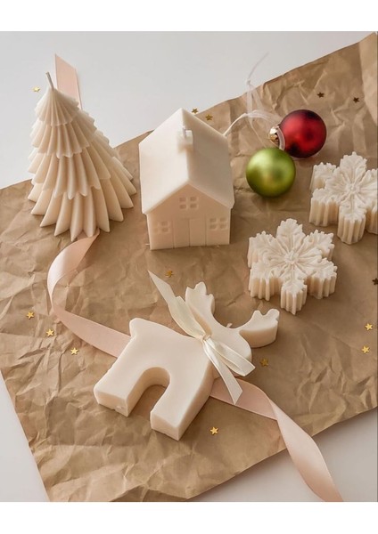 Beyaz Renk Geyik Modeli Dekoratif Mum, Yeni Yıl ve Yılbaşı Için Şık Süslemeler modelleri