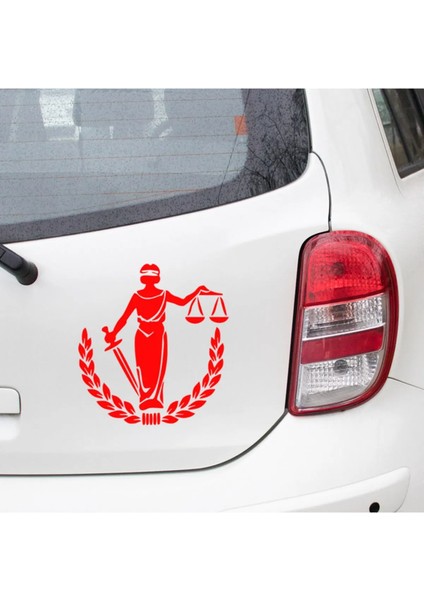Adelet Simgesi Terazi Araba Oto Leptop Sticker 20CM Kırmızı Renk