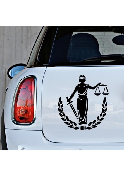 Adelet Simgesi Terazi Araba Oto Leptop Sticker 20CM Siyah Renk