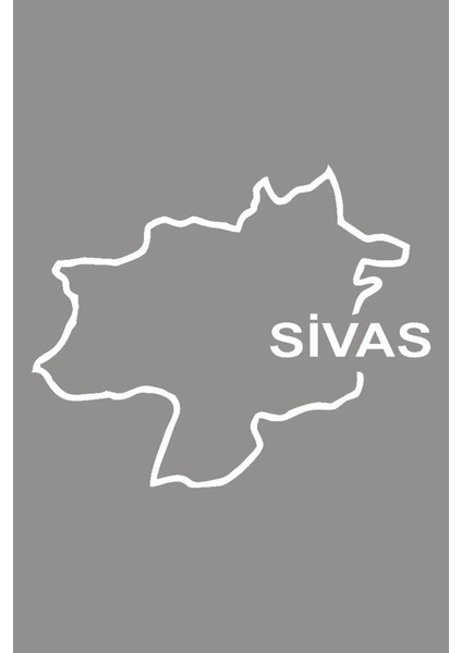 Sivas Haritası Araç Oto Araba Için Sticker Yapıştırma 20CM Beyaz Renk