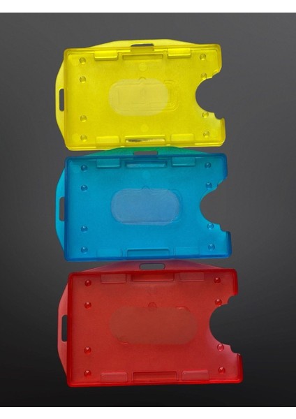 3'lü Renkli Kart Koruyucu Id Badge Holder Seti – Sert Plastik Kimlik Kartlığı