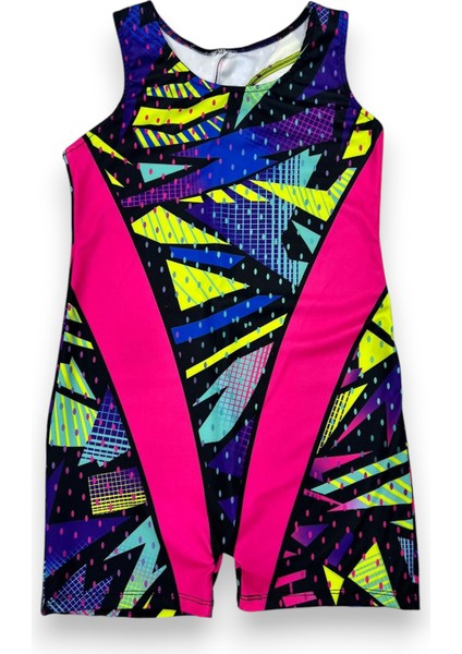 Kız Çocuk Neon Renkler Geometrik Desen Geçişli Yüzücü Tarz Mayo fiyatları