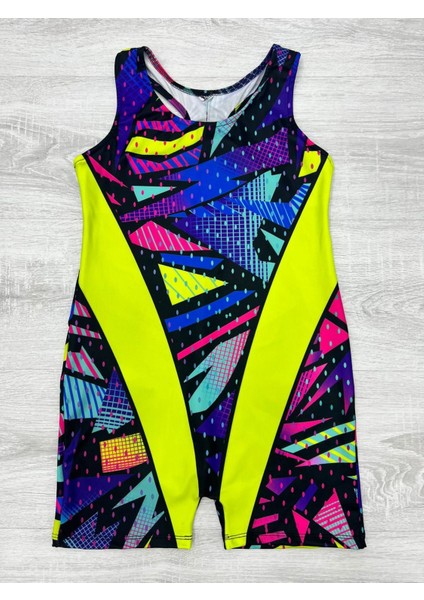 Kız Çocuk Neon Renkler Geometrik Desen Geçişli Yüzücü Tarz Mayo fırsatları