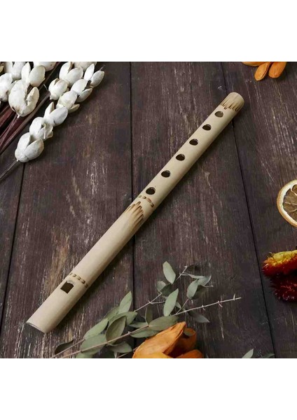 Doğal Bambu Kaval Ahşap El Yapımı Nostaljik Müzik Aleti Dekoratif Flüt Hediyelik Enstrüman