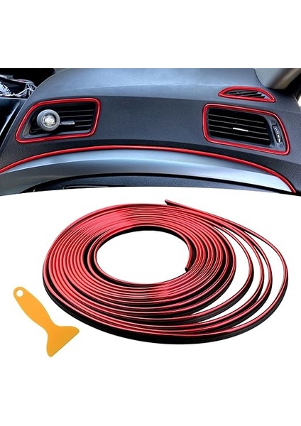 5 Metre Kırmızı Krom Trim Şerit Araç İçi Torpido Dekorasyon Fitili Esnek Nikelaj Çıta fiyatları